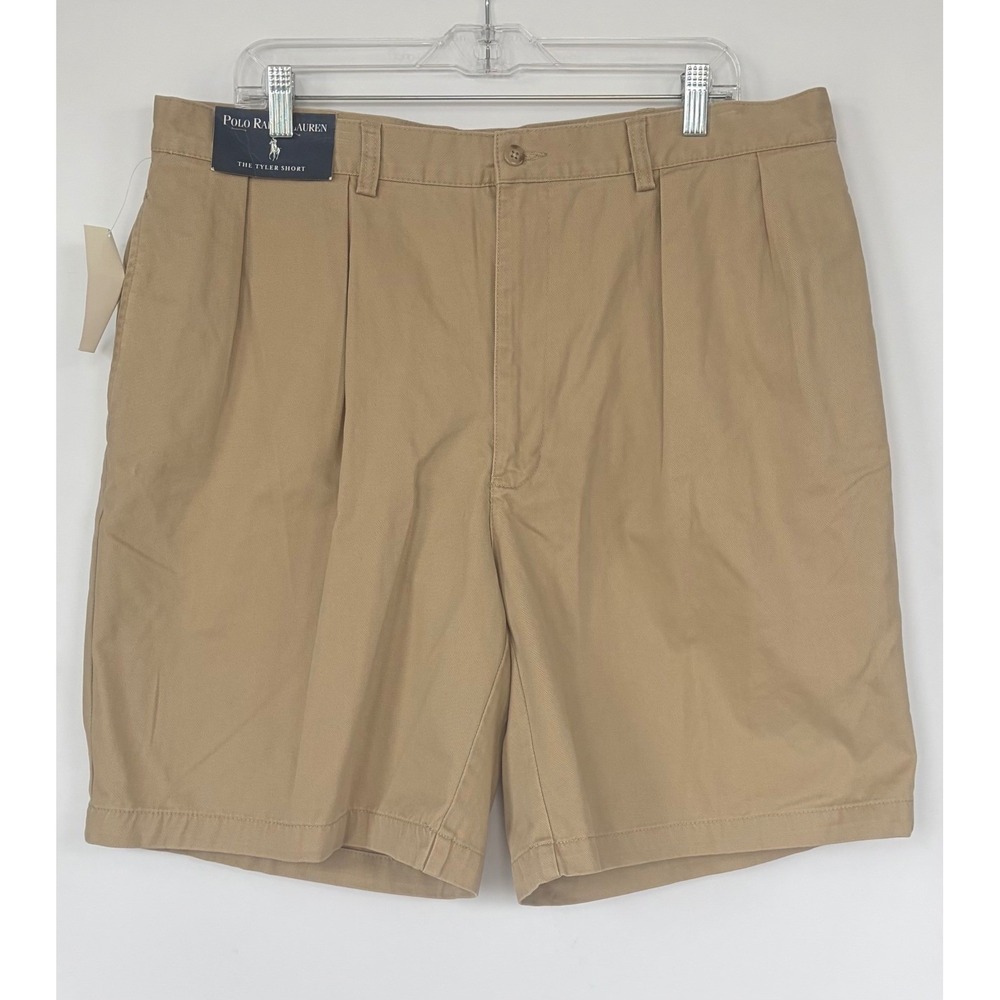 Vintage Polo Ralph Lauren Tyler Short Mens 38" Khaki Tan Chino Cotton Shorts New